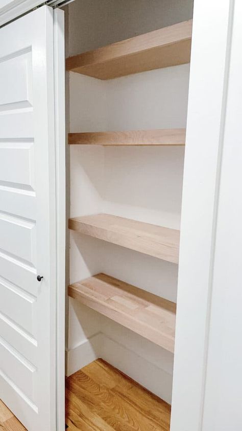 Hall Closet Shelves, Deep Narrow Closet, Linen Closet Shelving Ideas, Hall Closet Shelving Ideas, Linen Closet Shelving, Narrow Closet Ideas, Deep Narrow Closet Ideas, Bathroom Closet Shelving, Linen Closet Organization Hallway