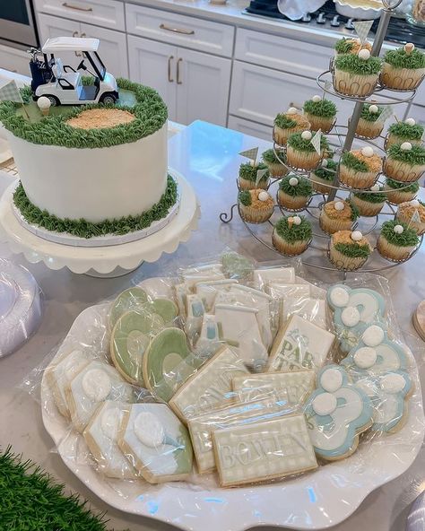 Masters Party Dessert, Master Themed Birthday Party, Golf Themed 2nd Birthday Party, Golf Dessert Table, Golf Theme One Year Old Party, Par 3 Birthday Party, Par Tee Birthday Party, Masters Birthday Cake, Boys Golf Birthday Party