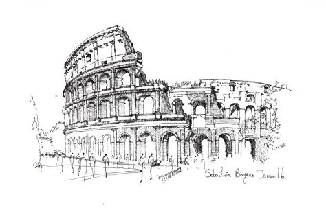 Image 9 of 15 from gallery of The Importance of Sketches as a Form of Representation. Colosseum / Rome. Image © Sebastián Bayona Jaramillo Colosseum Rome, Architecture Sketchbook, Social Art, Architecture Concept Drawings, Architecture Drawing Art, Travel Sketches, Architectural Sketch, Architectural Drawing, 수채화 그림