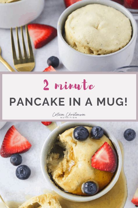 A perfectly fluffy, golden mug pancake in just two minutes! Make this super easy and fool-proof pancake in a mug every day of the week! Mug pancake microwave recipes are so easy and convenient. Plus, mug pancake recipes are SO much easier! This pancake in a mug recipe from scratch also has instructions for pancake in a mug using mix. Look no further for a pancake in a mug microwave recipe! #mugcake #microwavecooking #pancakes #mugpancake Mug Recipes Microwave, Mug Pancake, Pancake In A Mug, Microwave Pancakes, Breakfast In A Mug, Dessert Pancakes, Microwave Cooking Recipes, Recipes Microwave, Microwave Mug Recipes