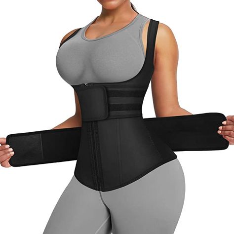 FeelinGirl Women's Latex Underbust Training Cincher Workout Waist Trainer Corset Zipper Vest with Adjustable Belt at Amazon Women’s Clothing store Workout Waist Trainer, Workout Corset, Workout Waist, Waist Trainer Workout, Waist Trainer Vest, Waist Trainer Cincher, Latex Waist Trainer, Waist Trainers, Zipper Vest