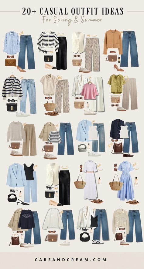 Casual Ideas Outfit, Fashion Outfit Ideas Woman, Spring Outfit Blazer, Casual Chic Spring 2024, Different Wardrobe Styles, Summer Wardrobe Outfits, Comfortable Spring Outfits Casual, Cute And Casual Summer Outfits, Styling Casual Outfits