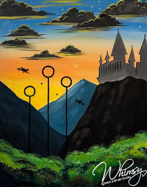 Diy Harry Potter Painting, Harry Potter Oil Pastel Art, Harry Potter Themed Painting, Harry Potter Inspired Paintings, Harry Potter Acrylic Painting Easy, Harry Potter Paintings Easy, Harry Potter Easy Painting, Harry Potter Art Painting Canvases, Easy Harry Potter Painting