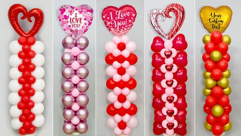 MASS Art and Craft - 7 Lovable Balloon Column Ideas for Valentine Decoration Valentines Balloon Column, Balloon Column Ideas, Column Ideas, Valentine Decoration, Valentines Balloons, Balloon Columns, Valentines Party, Art And Craft, Valentine Decorations