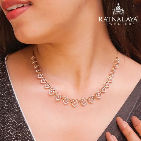 Let your true self shine through as you adorn yourself with our exquisite pieces that reflect your unique style and personality. It's time to make a bold statement and embrace the brilliance within you. To explore the collection, visit our store at Hathwa Market | Kankarbagh or browse www.ratnalayajewels.com or download our App from App Store/Play Store For more information, call us at - 9155566444 for Hathwa Market | 72099 98899 for Kankarbagh #Ratnalayajewellers #jewellery #jewellerystore Cz Choker Designs, Desi Choker, Diamond Necklace Set Simple, Jewellery Design Gold, Small Diamond Necklace, Pretty Gold Necklaces, Fashion Jewelry Necklaces Gold, Latest Gold Jewellery, Diamond Necklace Simple