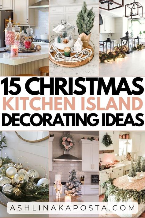 15 MINIMALIST CHRISTMAS KITCHEN ISLAND CENTERPIECE DECORATING IDEAS EVERYONE WILL LOVE — ASHLINA KAPOSTA Christmas Decor Kitchen Island, Christmas Island Centerpiece Ideas, Christmas Kitchen Island, Island Decor Kitchen, Kitchen Island Decor Centerpieces, Island Centerpiece Ideas, Kitchen Island Decorating Ideas, Island Centerpiece, Christmas Kitchen Ideas