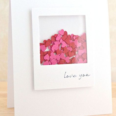 valentines day cards - polaroid heart shaker card Citation Saint Valentin, Saint Valentin Diy, Valentines Bricolage, Homemade Valentines Day Cards, Diy Valentines Cards, Handmade Gifts Diy, Happy Birthday Posters, Homemade Valentines, Cadeau Diy