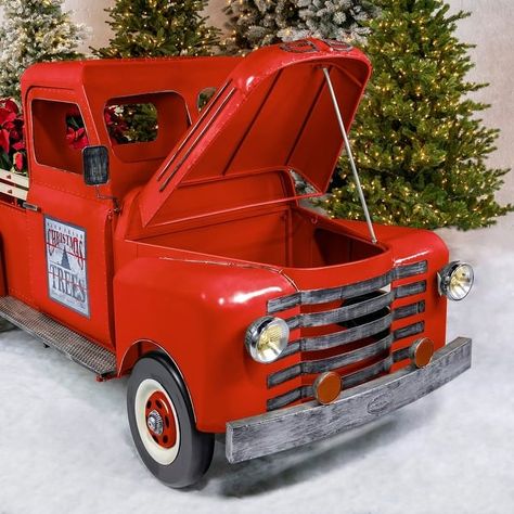 Large Red Truck - Glossy Red - 118.1"x49.2"x55.1" - Bed Bath & Beyond - 35171227 Little Red Truck Christmas Tree, Christmas Yard Decor, Produce Stand, Truck Decor, Classic Christmas Decorations, Christmas Yard Decorations, Reindeer Antlers, Christmas Yard, Holiday Store