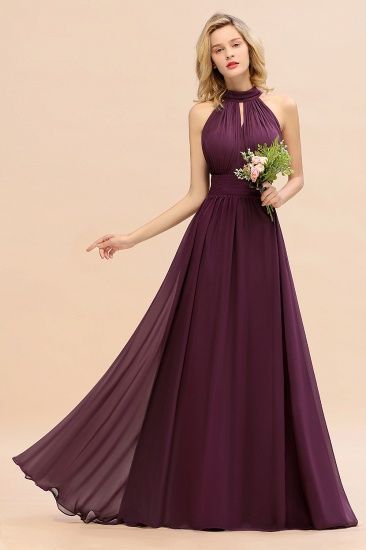 Deep Purple Bridesmaid Dresses, Popular Bridesmaid Dresses, Plum Bridesmaid Dresses, Purple Bridesmaid, Yacht Wedding, Fall Bridesmaid Dresses, Halter Bridesmaid Dress, High Neck Halter, Sleeveless Bridesmaid Dresses