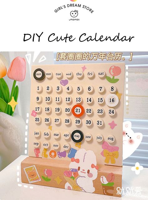 SKYSONIC Ins Creative Time Perpetual Table Calendar Manual Acrylic Desk Calendario Home Decoration 3 Ring Date Record Gift Set| | - AliExpress Calendar In Home, Diy Table Calendar, Hand Crafts Ideas Creative For Home, Calendar Decoration Ideas, Table Calendar Design Ideas, Aesthetic Calendar Ideas, Clay Desk Decor, Calendar Design Creative, Desk Calendar Design Creative