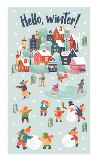 Winter Season Background, Xmass Inspiration, Jessica Hogarth, December Wishes, Season Background, Kids Characters, Christmas Festivities, Christmas Landscape, Winter Outdoor Activities