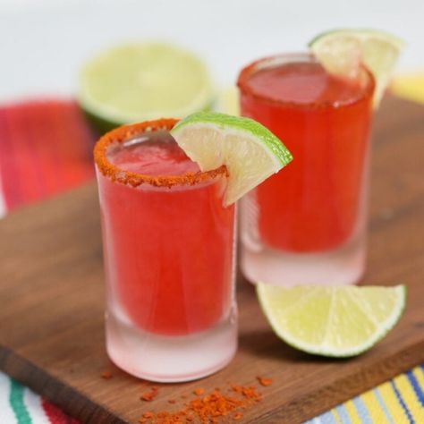 Mexican Candy Shots - Easy Festive Tequila Shots - Keesha's Kitchen Mexican Candy Shots, How To Make Tequila, Candy Shots, Mexican Margarita, Watermelon Flavor, Kid Friendly Drinks, Mexican Candy, Candy Drinks, Bakery Supplies