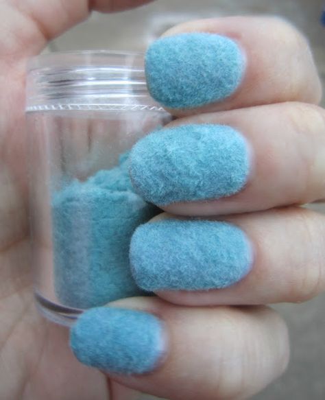 FLOCKED NAILS!!! Flocking Powder, Lace Nail Art, Lace Nails, Sweater Nails, Blue Nail, Nails 2020, Summer Nails Colors, Nail Art Galleries, Cool Nail Designs