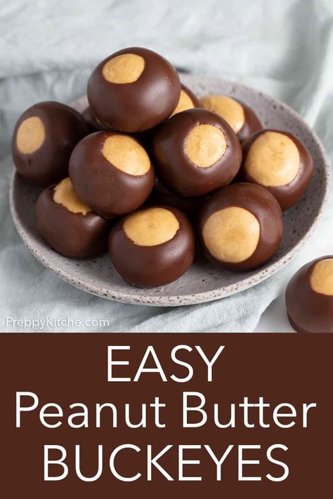 Buckeye Recipe, Peanut Butter Balls Easy, Peanut Butter Buckeyes, Buckeyes Recipe, Peanut Butter Balls Recipe, Preppy Kitchen, Peanut Butter Candy, Butter Balls, Brownie Desserts