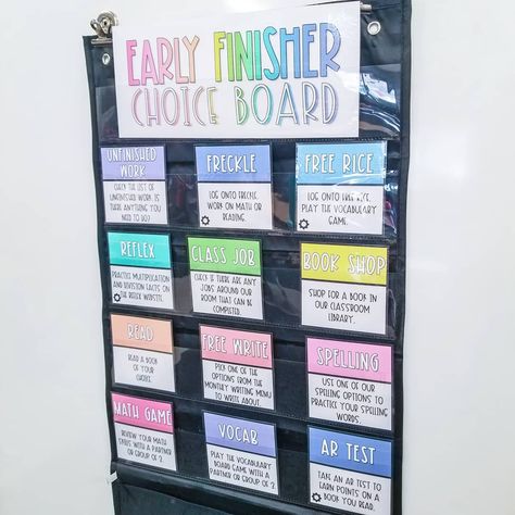 Anna | 3rd Grade Teacher on Instagram: “What are your go to early finisher options? Ours got a little make over going into 4th quarter, and I have to say I'm in love. ❤️” Early Finisher Anchor Chart, Early Finishers 3rd Grade, 4th Grade Classroom Management, 4th Grade Classroom Decor, Classroom Positivity, Happy Teacher Planner, 4th Grade Classroom Setup, Counseling Classroom, 4th Grade Teacher