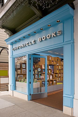 Chronicle Books #shop #window #blue #book #store #display #cute #modern -★- Bookstore Design, Lots Of Books, Bookstore Cafe, Cute Store, Storefront Design, Book Cafe, Shop Fronts, Chronicle Books, Shop Front