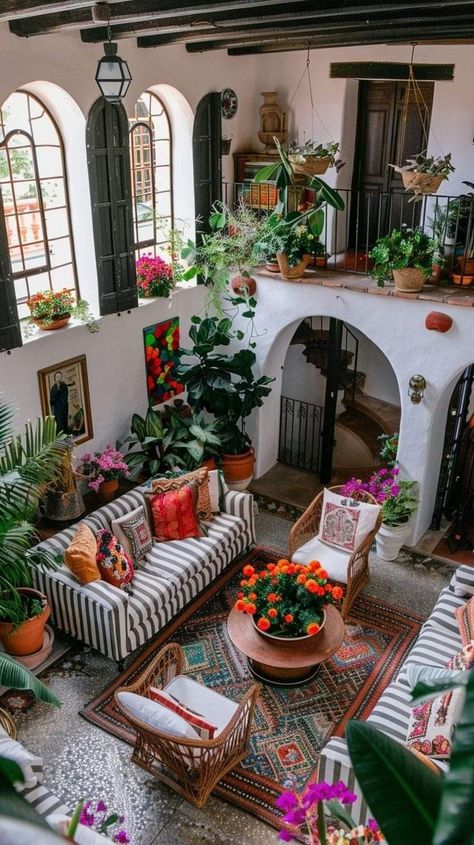 Bright Home Design, Elements Of Interior Design Space, Oaxacan Home Decor, Argentina Home Decor, Spanish Style Home Living Room, Mismatched Home Decor, Modern Bright Interior Design, 2 Living Rooms What To Do With, Pink Spanish House