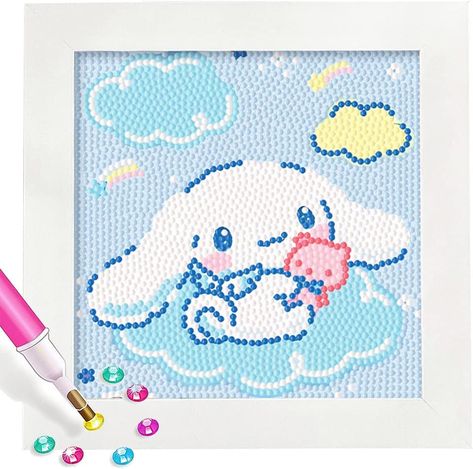 Paint by Number for Children Beginner Easy Acrylic Watercolor Number Painting Canvas Arts for Kids | Sanrio Kawaii Kids toys | Sanrio inspo | #commissionearned Diy Diamond Painting Pattern, Cinnamoroll Anime, Photo Frame Decoration, Anime Pattern, Diamond Dots, Art Kits For Kids, Diamond Art Kits, Princess Sticker, Kawaii Diy