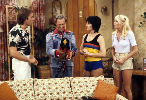 Come and Knock on Their Door! Secrets of 'Three’s Company' Uncovered (Exclusive) Threes Company, Classic Tv Shows, Three’s Company, John Ritter, Don Knotts, Andy Griffith Show, Making Movies, Richard Dreyfuss, Suzanne Somers