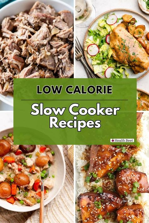 Feed your family healthy, delicious food with these low calorie slow cooker recipes. Little effort but lots of flavor! Healthy Low Cal Crock Pot Recipes, Low Calorie Easy Meals Slow Cooker, Low Calorie Fall Crockpot Recipes, Low Calorie Flavorful Recipes, High Volume Low Calorie Crockpot, Healthy Family Slow Cooker Meals, Low Calorie Crockpot Recipes Easy, Low Calorie Dinner Crockpot, 1.5 Qt Slow Cooker Recipes