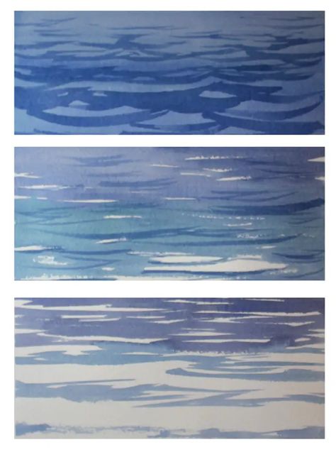 Watercolor Water Ripples, Paint Water With Watercolor, Watercolor Ocean Easy, How To Paint Water Ripples, Painting Water In Watercolor, How To Paint Waves Watercolor, How To Watercolor Water, How To Color Water, Watercolor Water Painting