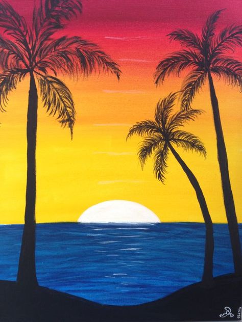 #craft#lovethepaint Sunset Canvas Painting, Kitchen Painting, Easy Landscape Paintings, Spongebob Painting, Canvas Painting Tutorials, Simple Canvas Paintings, Cute Canvas Paintings, Watercolor Sunset, Easy Canvas Art