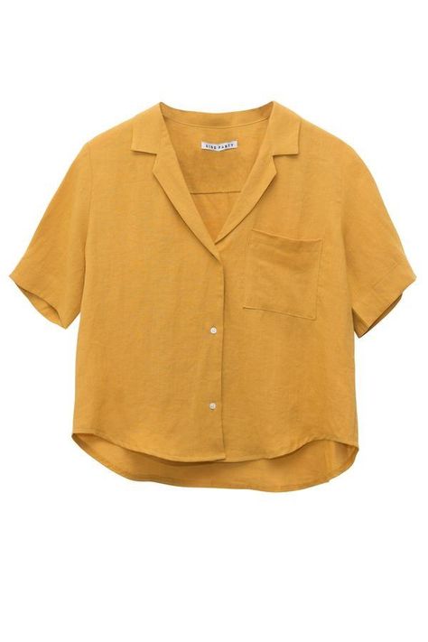 Áo Blu, Shirts Crop Tops, Shirts Crop, Lisa Says Gah, Yellow Shirts, Mode Inspiration, Outfit Casual, Outfits Casuales, Linen Shirt