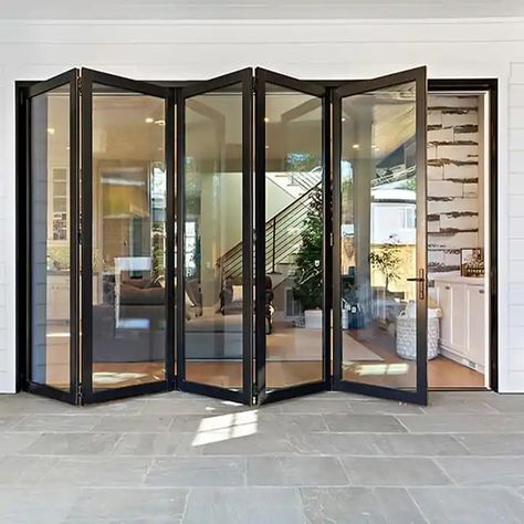 Florida Miami-dade Approved New Design Exterior Accordion Aluminium Folding Door Patio Folding Glass Door Arizona Patio, Accordion Folding Doors, Craftsman Colors, Bifold Patio Doors, Folding Patio Doors, House Basement, Accordion Doors, Iron Entry Doors, Iron Door Design