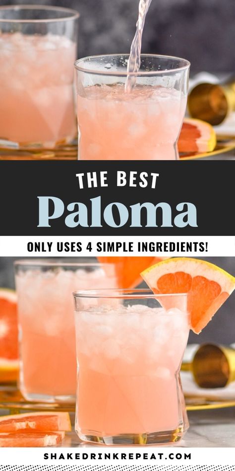 Paloma Drink, Summer Drinks Alcohol Recipes, Paloma Recipe, Low Calorie Cocktails, Grapefruit Cocktail, Paloma Cocktail, Summer Drinks Alcohol, Tequila Drinks, Shakes Drinks