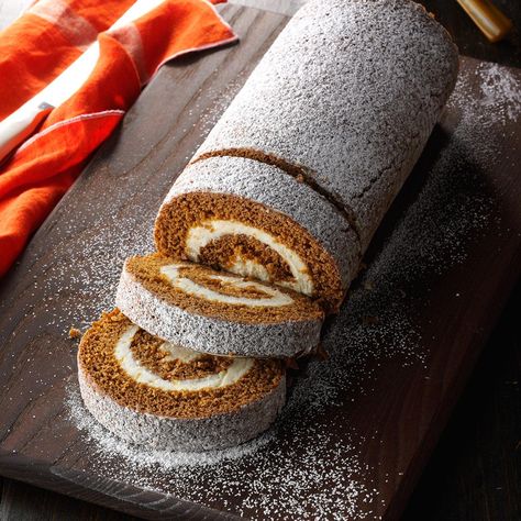 Gingerbread Cake Roll Recipe, Gingerbread Cake Roll, Dessert Rolls, Yule Logs, Molasses Recipes, Christmas Potluck, Spiced Cake, Swiss Rolls, Baking List