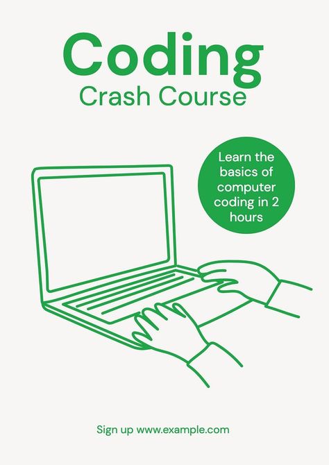 Coding crash course poster template | premium image by rawpixel.com / Nantawat laohabutr Course Poster, Computer Course, Coding Courses, About Computer, Computer Coding, Computer Basics, Social Media Promotion, Awesome Designs, Crash Course