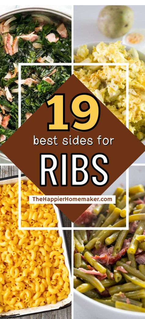 Wondering what to serve with ribs? We have 19 of the best sides perfect for your rack of ribs! Country Style Pork Ribs Dinner Ideas, Ribs For Thanksgiving, Sides For Bbq Ribs Dishes, Ribs For Dinner Side Dishes, Ribs Dinner Ideas Sides, Rib Cook Off Party Ideas, Spare Rib Dinner Sides, Side Dish With Ribs Dinner, Ribs Menu Ideas