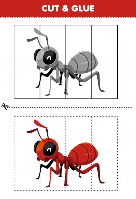 Ants Printable, Bug Printable, Bird Template, Bug Print, Cut And Glue, Game For Children, Puzzle Games For Kids, Educational Worksheets, Bugs And Insects