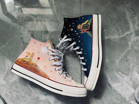 Hand Painted Personality Design Shoeshigh Top Custom Sport - Etsy.de Disney Painted Shoes, Groom Wedding Shoes, Painted Converse, Painted Shoes Diy, Cute Converse, Custom Painted Shoes, Men's High Top Sneakers, Painted Sneakers, Cartoon Shoes