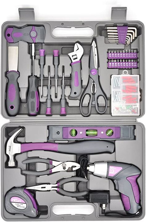 Amazon.com: Werktough 44PCS 3.6V/4V Cordless Screwdriver Tool Kit Set Pink Color Tools Lady Tools Kit Home Repair Set Toolbox Hand Tool Kit Storage Case Gift Set LADYCRAFT : Tools & Home Improvement Pink Tool Set, Pink Tools, Screwdriver Tool, Hand Tool Kit, Household Tools, Kit Home, Graduation Gifts For Her, Home Tools, Hand Tool