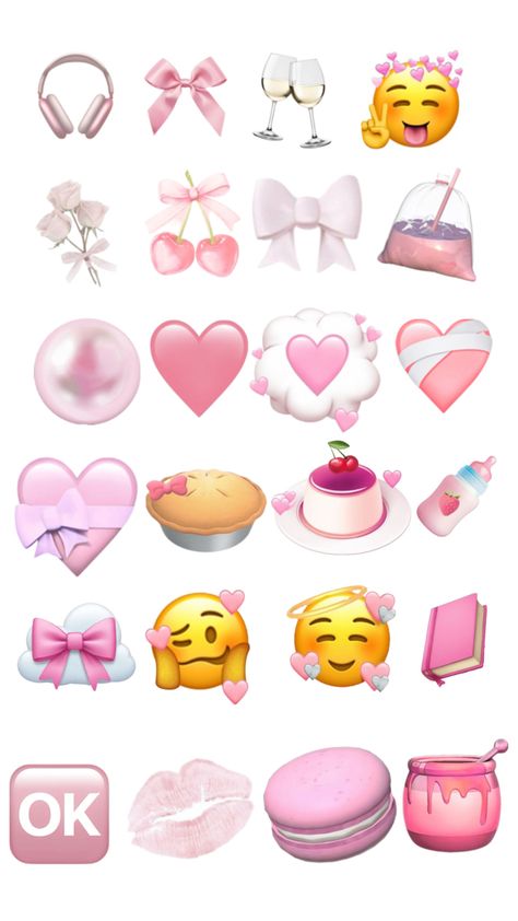 Pink Hello Kitty Wallpaper Iphone, Aesthetic Apps Games, Emoji Stickers Iphone, Ios Emoji, Emoji Set, New Emojis, Iphone Stickers, Hello Kitty Crafts, Alcohol Aesthetic