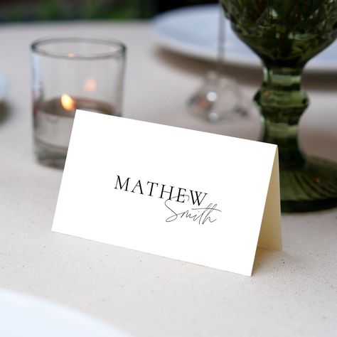 MINIMAL Wedding Place Cards Template, Editable Place Card, Black and White Wedding Place Card, Editable Wedding Table Name Card - Etsy Table Name Card Wedding, Wedding Diy Name Cards, Name Table Cards Wedding, Wedding Table Decorations Name Cards, Tent Place Cards Wedding, Folded Name Cards Wedding, Black Wedding Place Cards, Name Card Wedding Table, Names For Wedding Tables