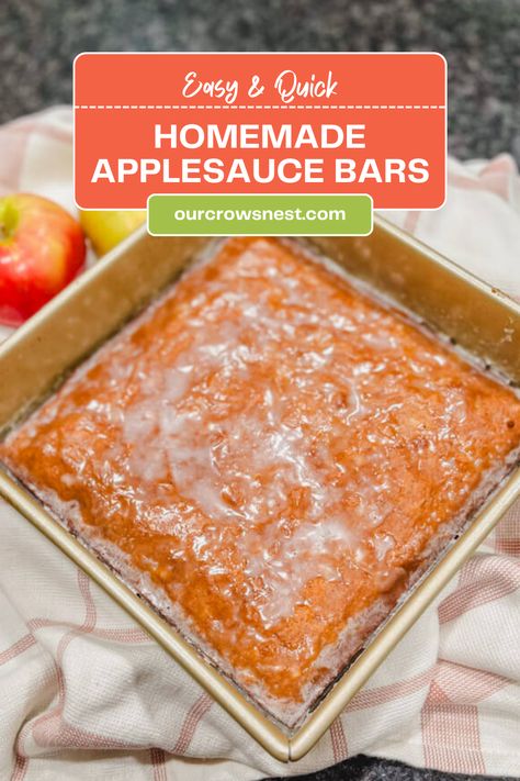 Homemade Applesauce Bars Recipe is a delectable treat that blends the rich flavors of applesauce with a wonderful combination of autumnal spices. The bars are moist and soft, thanks to the addition of homemade applesauce.  But you can use store-bought applesauce if you’re in a pinch!   #apples #applesaucebars #easydessertrecipe Applesauce Used In Recipes, Apple Sauce In Recipes, Keto Applesauce Recipes, Applesauce Bars Recipes, What To Do With Applesauce, Canned Applesauce Recipes, Applesauce Dessert Recipes, Recipes With Apple Sauce, Things To Make With Applesauce