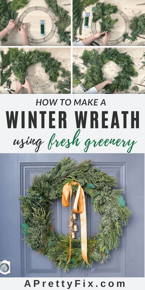 Live Christmas Wreaths, Fresh Christmas Wreath, Christmas Wreath Ideas, Holiday Decor Ideas, Fresh Wreath, Living Wreath, Winter Wreath Diy, Homemade Wreaths, Christmas Holiday Decor