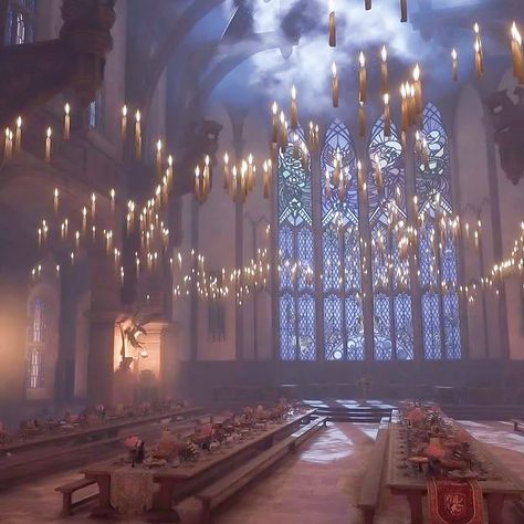 Hogwarts Legacy Hogwarts, Harry Potter Dining Hall, Hogwarts Dining Hall, Wizarding World Aesthetic, Great Hall Harry Potter, Magic School Aesthetic, Hogwarts Aestethic, Hogwarts Hall, Harry Potter Shifting