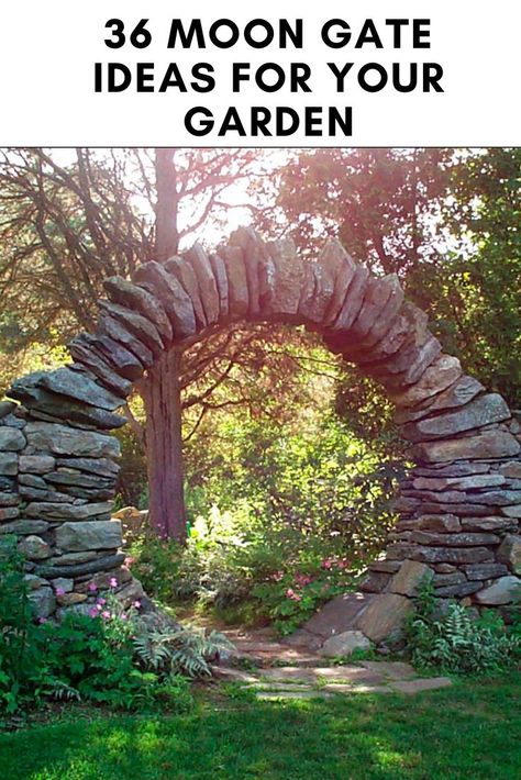 If you're doing some landscape design for your garden, here are some magical moon gate ideas to create an enchanting space. #moongates #landscaping #landscapedesign #witchgarden Moon Garden Gate, Themed Garden Ideas, Moon Door Garden Diy, Secret Garden Ideas Diy Small Spaces, Trampoline Moon Gate Diy, Garden Moon Gate Diy, Moondoor Garden, Moon Gate Garden Diy, Small Magical Garden Ideas