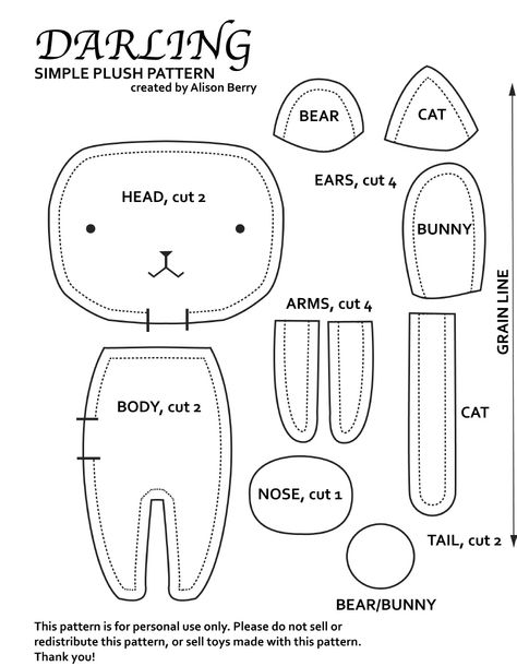 Simple Sewing Patterns Animals, Cute Sewing Projects Stuffed Animals Easy, Stuffie Sewing Patterns Free, Easy Sewing Patterns Stuffed Animals, Sewn Stuffed Animals Free Pattern, Easy Sewing Stuffed Animals For Beginners, Sewing Patterns For Stuffies, Simple Plushie Patterns Cat, Simple Plushie Patterns Bunny