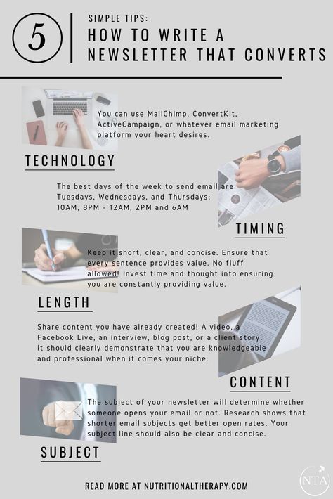 Does the idea of writing a newsletter scare you? We break down the complexities and give you simple tips on how to write a newsletter that converts!  newsletter layout, newsletter ideas, mailchimp newsletter, build email list, email campaign, email marketing, email inspiration How To Start An Email Newsletter, How To Create A Newsletter, How To Write A Newsletter, Canva Newsletter Ideas, Author Newsletter Ideas, Community Newsletter Ideas, Simple Newsletter Design, Jewellery Newsletter, Email Marketing Design Newsletter Templates