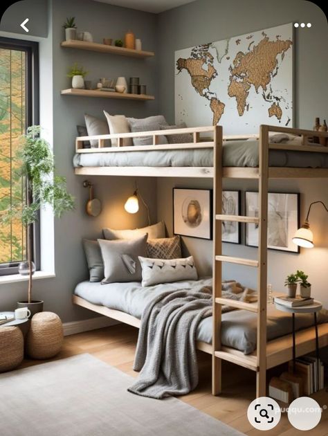 Floating Bunk Beds, Bunk Beds Storage, Bunkbed Ideas, Small Bedroom Bunk Bed, Unique Bunk Beds, Bunk Beds Small Room, Bunk Room Ideas, Space Saving Bunk Bed, Bunk Bed Ideas