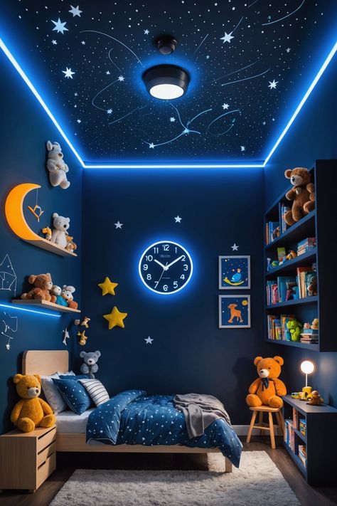 Kids Galaxy Bedroom, Kids Room For Boys, Diy Boys Room Decor Ideas, Bedroom For Boys Kids, Toddler Room Ideas Boy, Kid Room Paint Ideas, Bluey Room Ideas For Boys, Boy Room Decor Ideas For Kids, Boy Toddler Bedroom Ideas