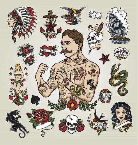 American Traditional Tattoo - Skin Factory Tattoo & Body Piercing Payout Money, Tattoo Planets, Edinburgh Tattoo, Berg Tattoo, Many Tattoos, Tato Flash, Tato Tradisional, Tatoo Inspiration, Traditional Style Tattoo