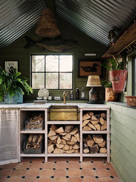 An interior designer's 17th-century farmhouse in a secluded Devon valley | House & Garden Devon House, Valley House, English Farmhouse, Oval Room Blue, Century Farmhouse, Terracotta Floor, Affordable Interior Design, County House, Potting Shed