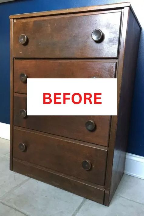 Diy Upcycle Dresser Ideas, Upcycle Small Dresser, Redoing Old Furniture Before After, Repurpose Old Dresser Diy Ideas, Repurpose Small Dresser, Wood Dresser Refinish, Ideas For Old Dressers, Refinished Dresser Before And After, Modernize Old Dresser