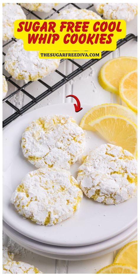 Sugar Free Cool Whip (Crinkle) Cookies Recipe, 2 net carbs! Keto Kool Whip Recipes, Keto No Flour Cookies, Ww Sweet Snacks Store Bought, Cool Whip Keto Recipes, Sugar Free Oatmeal Cream Pies, Ww Recipes Desserts, Sugar Free Keto Desserts Easy, Zero Sugar Cookies, Easy Desserts For Diabetics