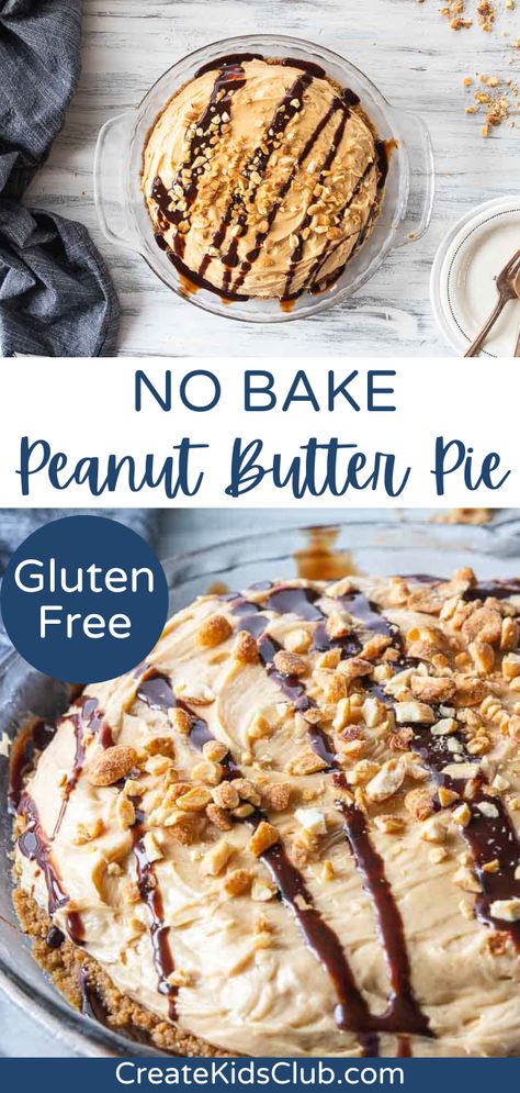 Easy Gluten Free Pie Crust, Gluten Free No Bake Pie, Gluten Free Peanut Butter Pie, Peanut Butter Pie No Bake, Gluten Free Graham Cracker Crust, Gluten Free Pies Recipes, No Bake Peanut Butter Pie, Pie No Bake, Peanut Butter Cream Cheese